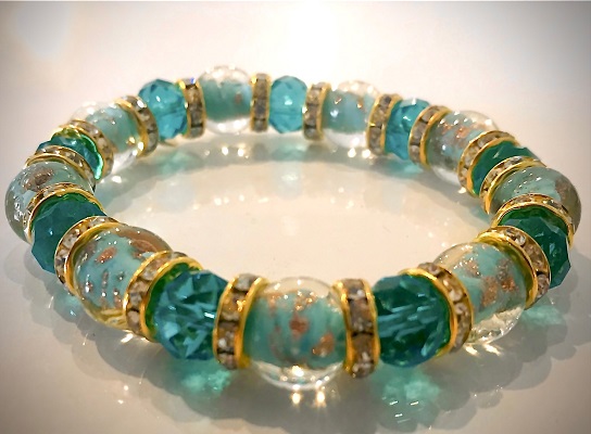 Gage Exclusive Murano & Swarovski Custom Created Expandable Crystal Bracelet